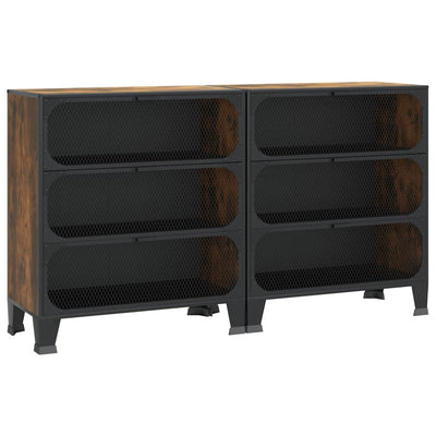 Storage Cabinets 2 pcs Rustic Brown 72x36x82 cm Metal and MDF Payday Deals