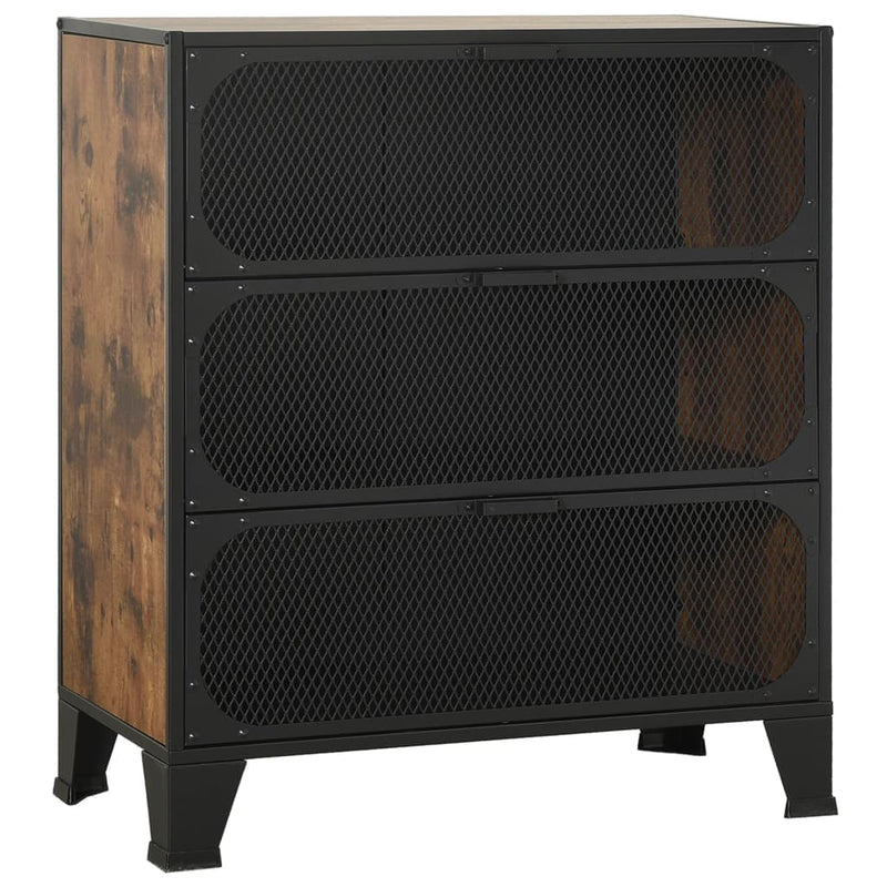 Storage Cabinets 2 pcs Rustic Brown 72x36x82 cm Metal and MDF Payday Deals