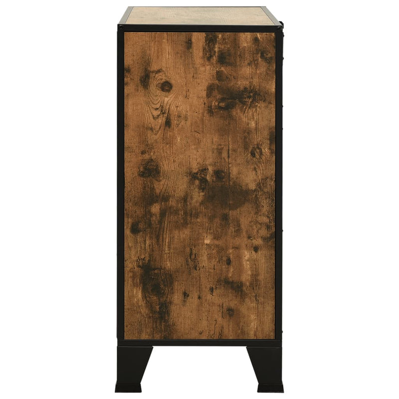 Storage Cabinets 2 pcs Rustic Brown 72x36x82 cm Metal and MDF Payday Deals