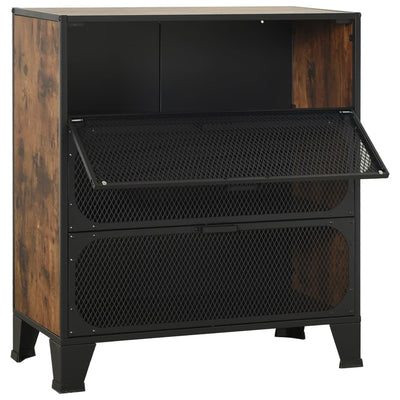 Storage Cabinets 2 pcs Rustic Brown 72x36x82 cm Metal and MDF Payday Deals