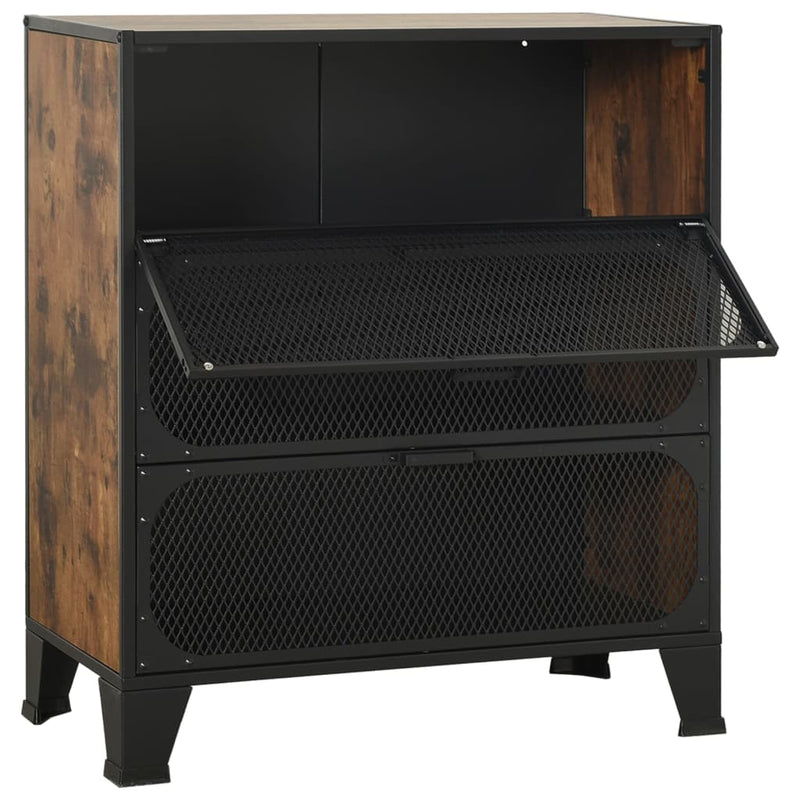 Storage Cabinets 2 pcs Rustic Brown 72x36x82 cm Metal and MDF Payday Deals