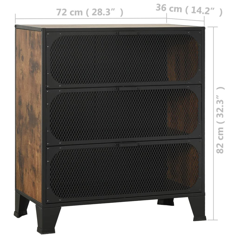Storage Cabinets 2 pcs Rustic Brown 72x36x82 cm Metal and MDF Payday Deals