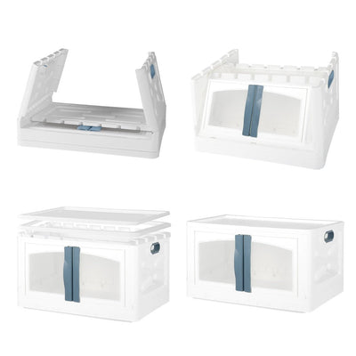 Storage Containers Lid Stackable 85L Foldable Organiser Boxes Toy Clothes Clear Payday Deals