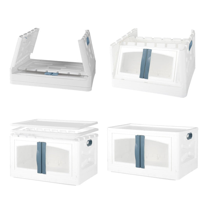 Storage Containers Lid Stackable 85L Foldable Organiser Boxes Toy Clothes Clear Payday Deals