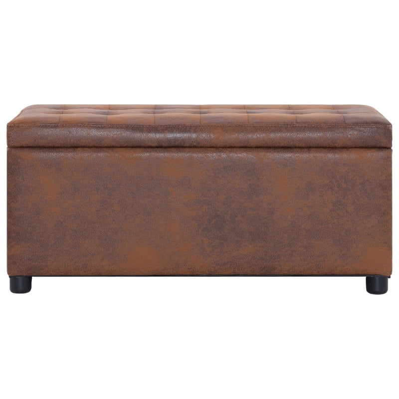 Storage Ottoman 87.5 cm Brown Faux Suede Leather Payday Deals