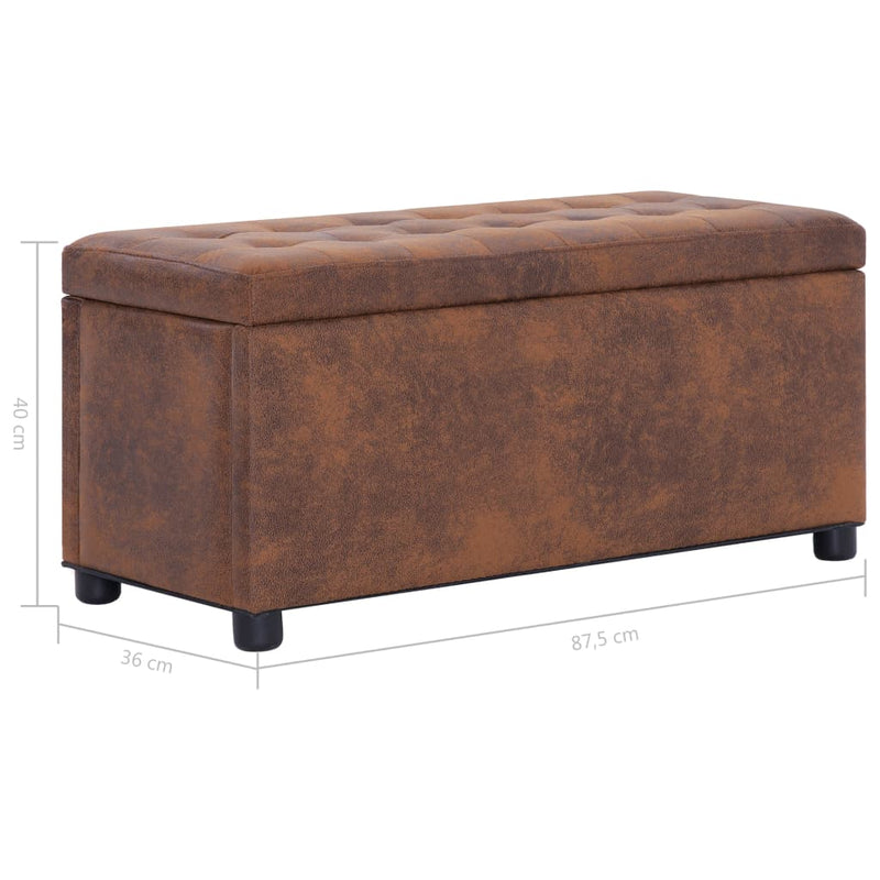 Storage Ottoman 87.5 cm Brown Faux Suede Leather Payday Deals