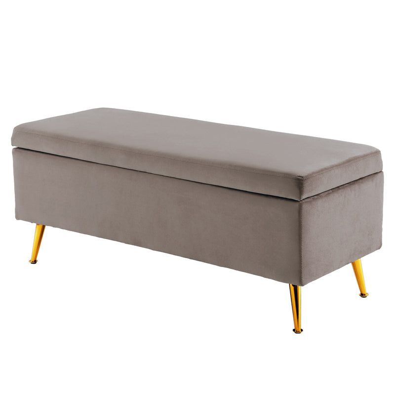 Storage Ottoman Stool Bench Seat 110cm Velvet GREY Payday Deals