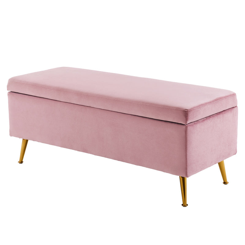 Storage Ottoman Stool Bench Seat 110cm Velvet PINK Payday Deals