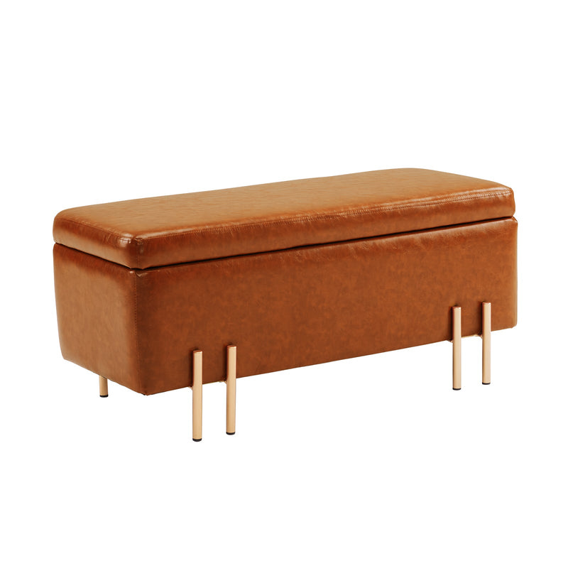 Storage Ottoman Stool Bench Seat 97cm PU Leather BROWN Payday Deals