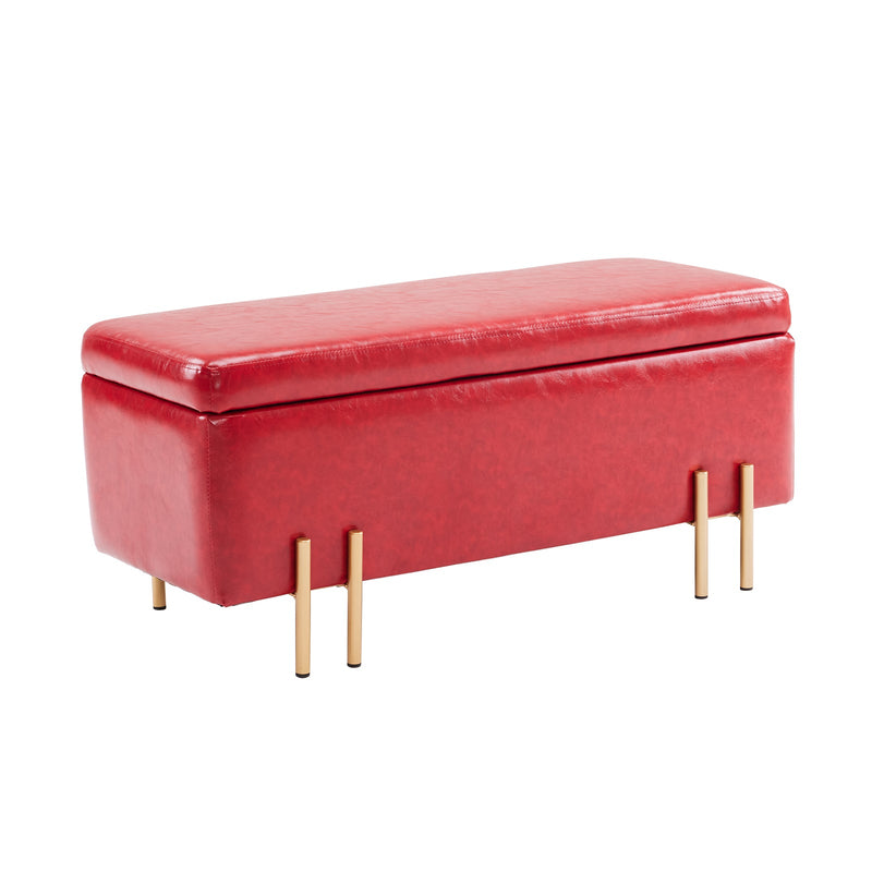 Storage Ottoman Stool Bench Seat 97cm PU Leather RED Payday Deals