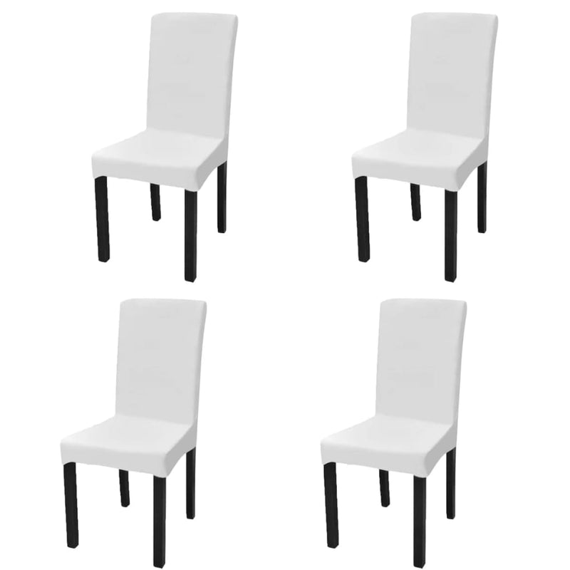 Straight Stretchable Chair Cover 4 pcs White Payday Deals