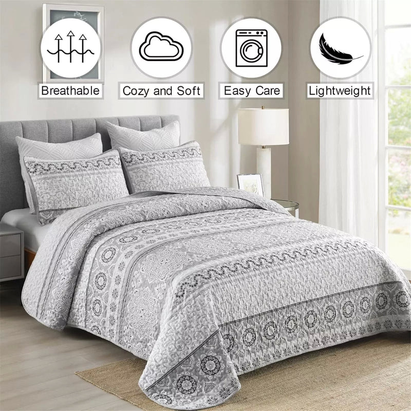 Striking Quilted coverlet and pillowcovers set: Make a Bold Impact - Queen size Payday Deals