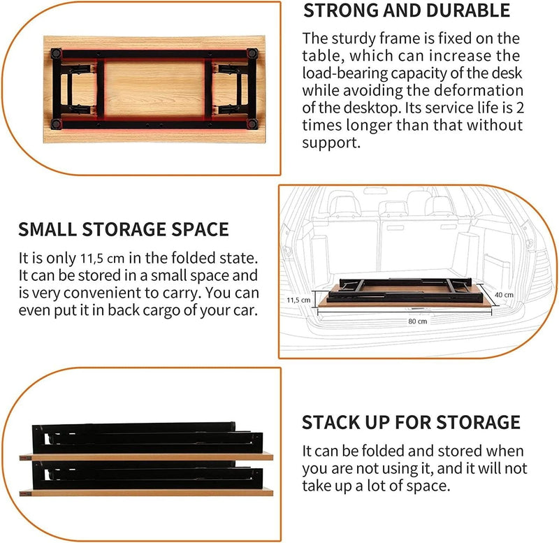 Sturdy and Heavy Duty Foldable Office Computer Desk (Teak, 80cm) Payday Deals