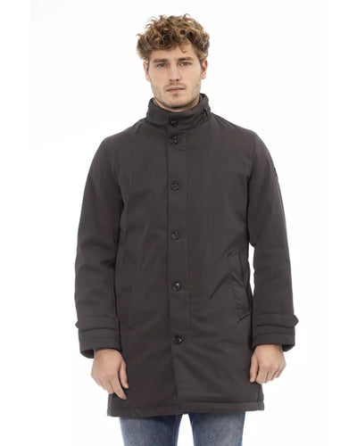 Stylish Long Jacket with Welt Pockets and Zip/Button Closure XL Men