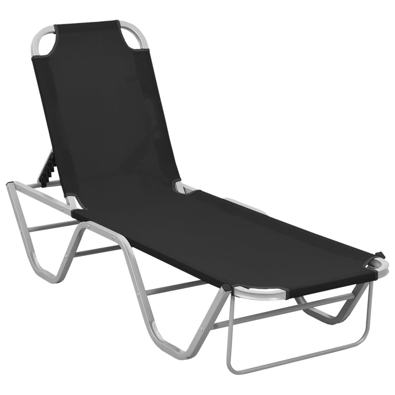 Sun Lounger Aluminium and Textilene Black Payday Deals