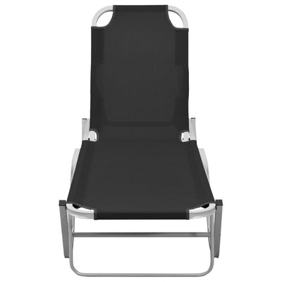 Sun Lounger Aluminium and Textilene Black Payday Deals