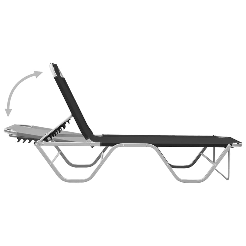 Sun Lounger Aluminium and Textilene Black Payday Deals