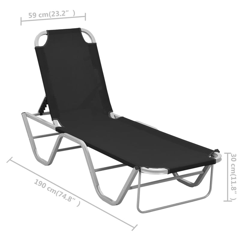 Sun Lounger Aluminium and Textilene Black Payday Deals