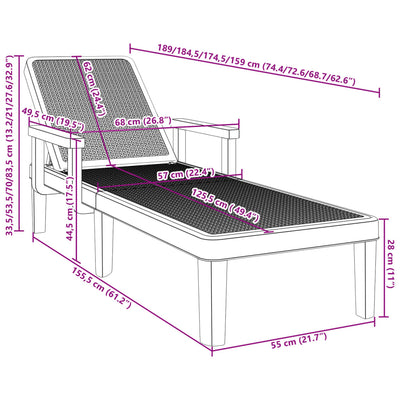 Sun Lounger Black 159x68x83.5 cm Polypropylene Payday Deals