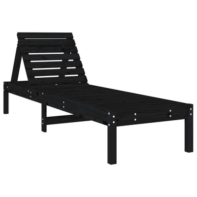 Sun Lounger Black 199.5x60x74 cm Solid Wood Pine Payday Deals