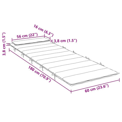 Sun Lounger Cushion Cream 180x60x3 cm Oxford Fabric Payday Deals