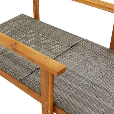 Sun Lounger Poly Rattan and Solid Acacia Wood Grey Payday Deals