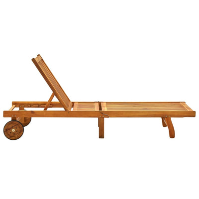 Sun Lounger Solid Acacia Wood Payday Deals