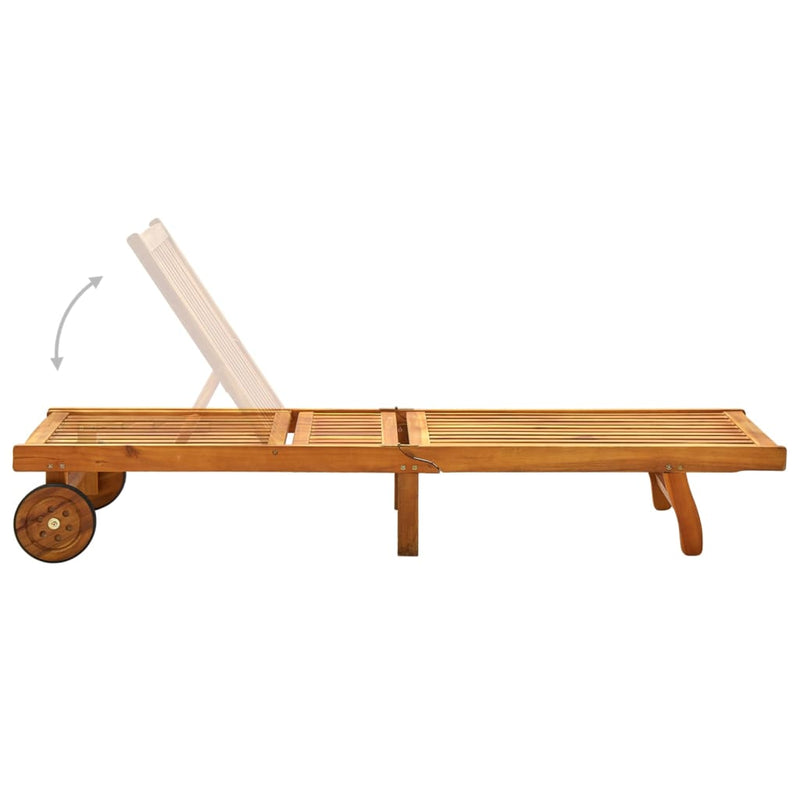 Sun Lounger Solid Acacia Wood Payday Deals