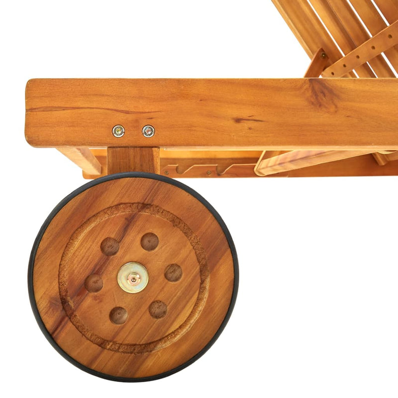 Sun Lounger Solid Acacia Wood Payday Deals