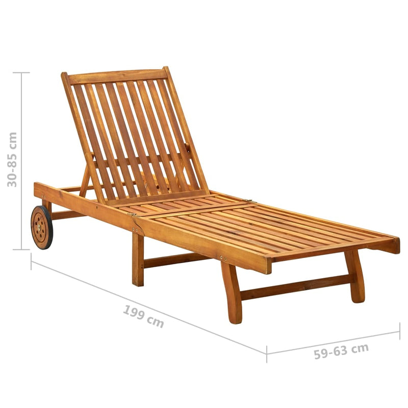 Sun Lounger Solid Acacia Wood Payday Deals