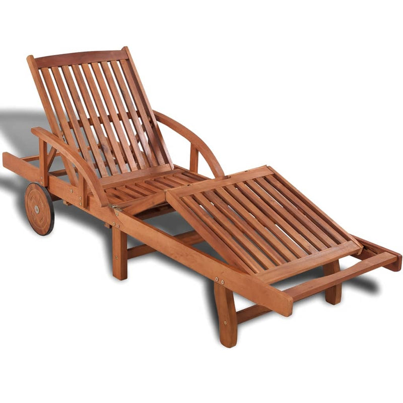 Sun Lounger Solid Acacia Wood Payday Deals