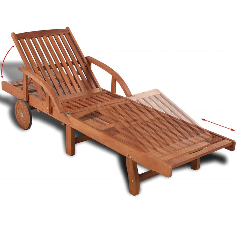 Sun Lounger Solid Acacia Wood Payday Deals