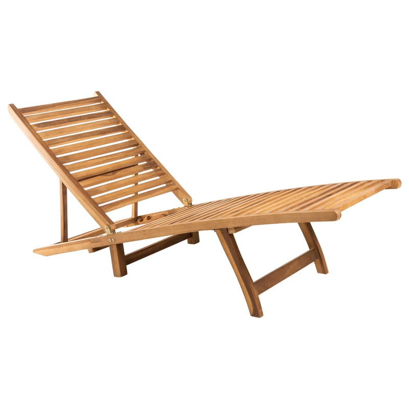 Sun Lounger Solid Teak Wood Payday Deals