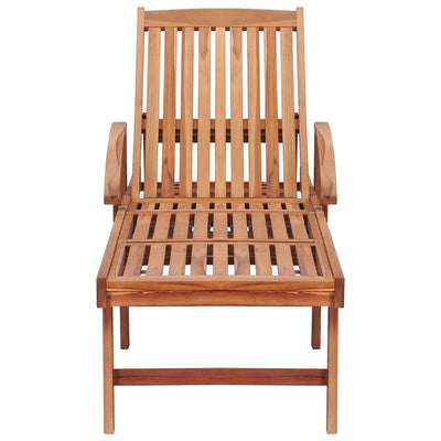 Sun Lounger with Cream Cushion Solid Teak Wood Payday Deals