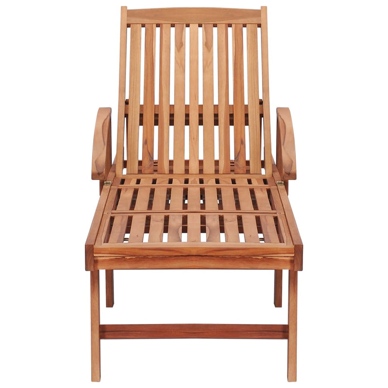 Sun Lounger with Cream Cushion Solid Teak Wood Payday Deals