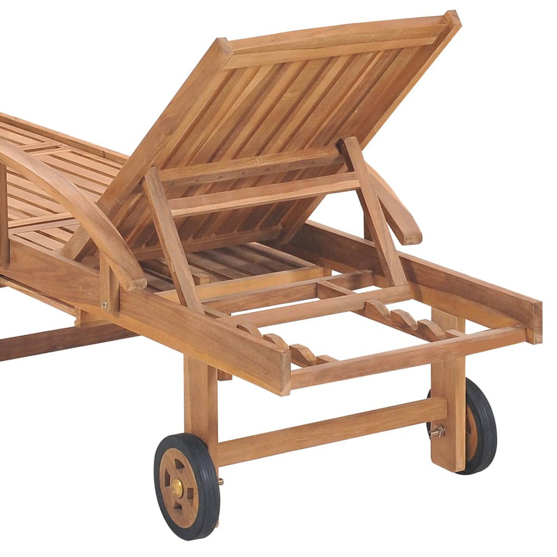 Sun Lounger with Cream Cushion Solid Teak Wood Payday Deals