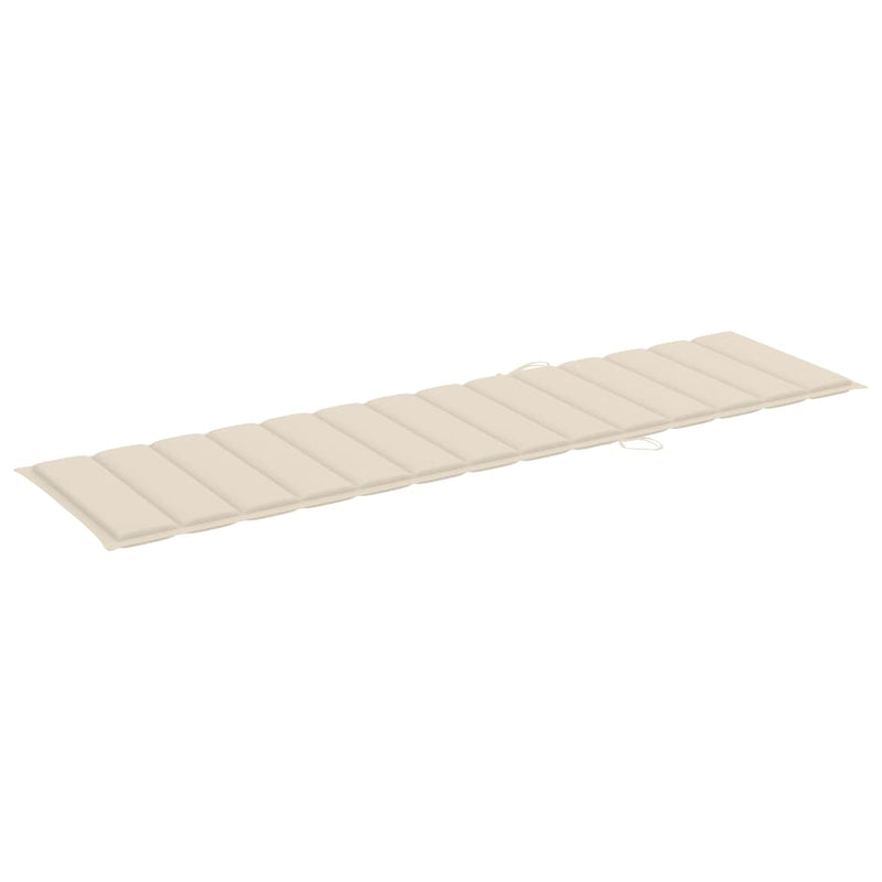 Sun Lounger with Cream Cushion Solid Teak Wood Payday Deals