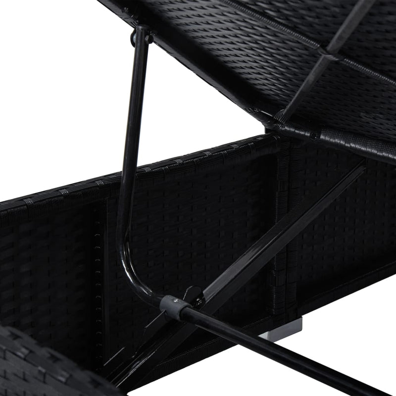 Sun Lounger with Cushion and Tea Table Poly Rattan Black Payday Deals
