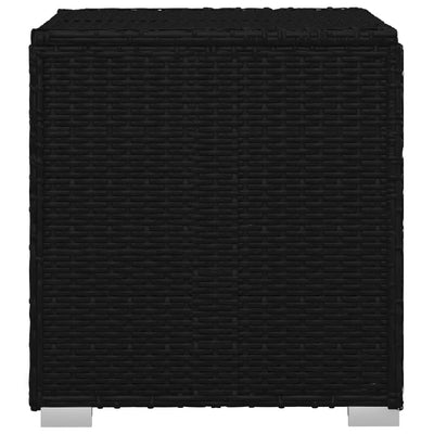 Sun Lounger with Cushion and Tea Table Poly Rattan Black Payday Deals