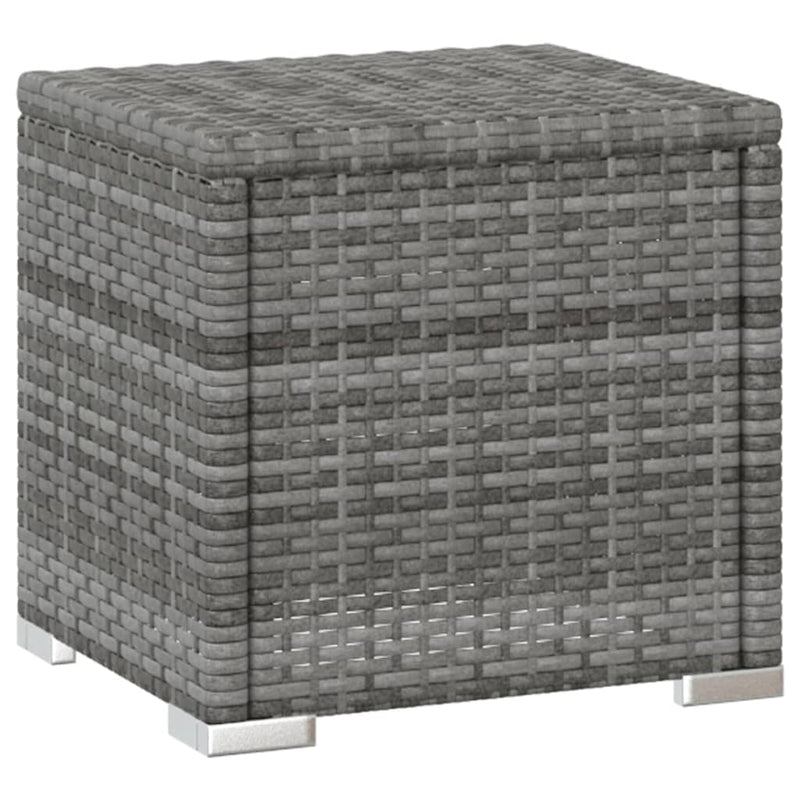 Sun Lounger with Cushion and Tea Table Poly Rattan Grey Payday Deals