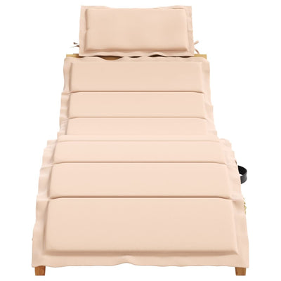 Sun Lounger with Cushion Beige Solid Wood Acacia Payday Deals