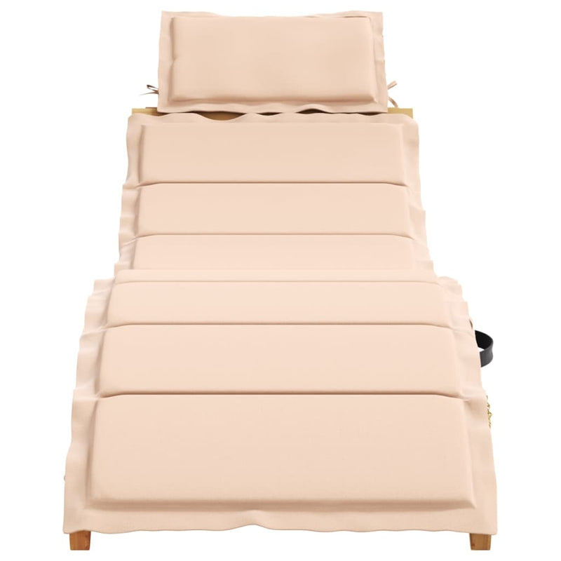 Sun Lounger with Cushion Beige Solid Wood Acacia Payday Deals