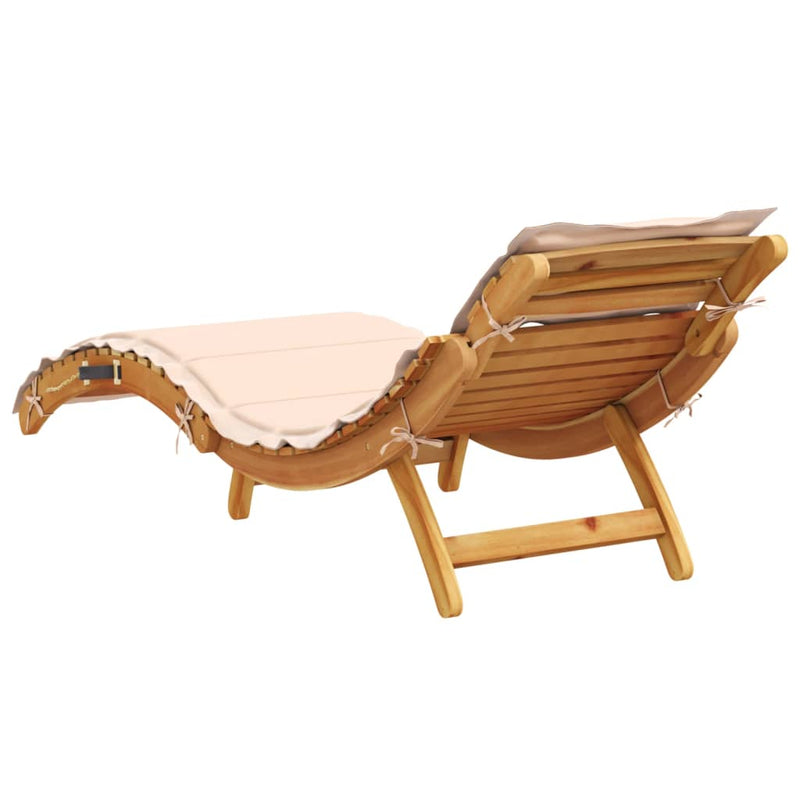 Sun Lounger with Cushion Beige Solid Wood Acacia Payday Deals