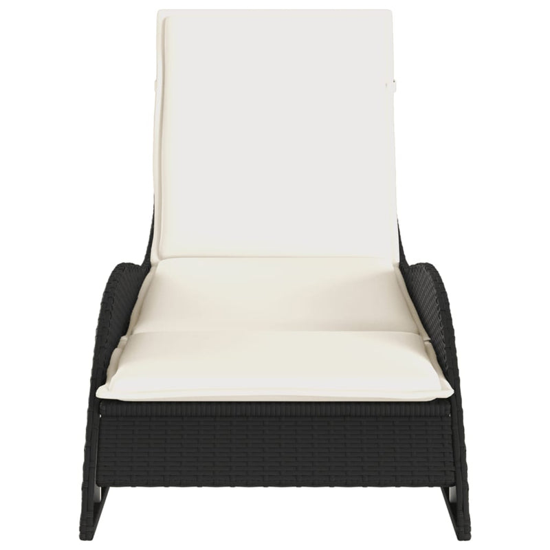 Sun Lounger with Cushion Black 60x205x73 cm Poly Rattan Payday Deals