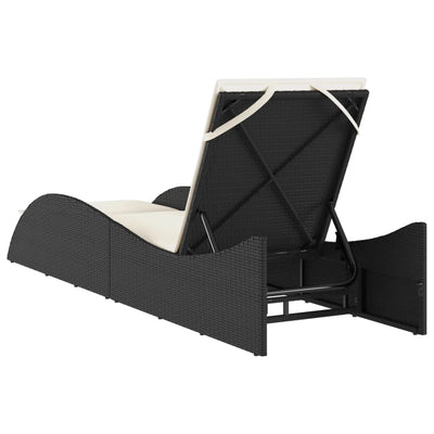 Sun Lounger with Cushion Black 60x205x73 cm Poly Rattan Payday Deals