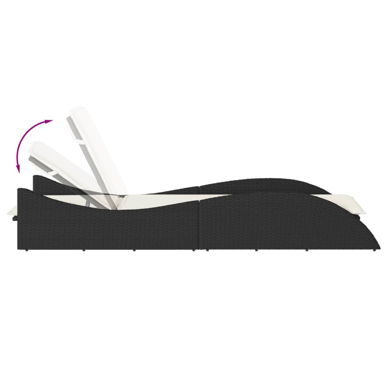 Sun Lounger with Cushion Black 60x205x73 cm Poly Rattan Payday Deals