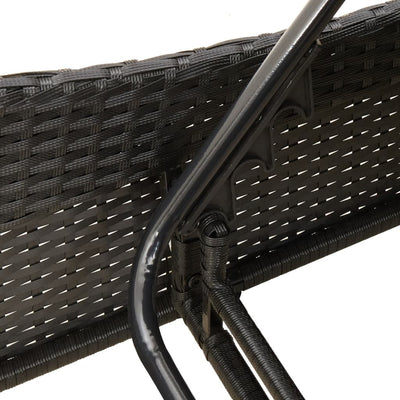 Sun Lounger with Cushion Black 60x205x73 cm Poly Rattan Payday Deals