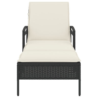 Sun Lounger with Cushion Black 63x200x81 cm Poly Rattan Payday Deals