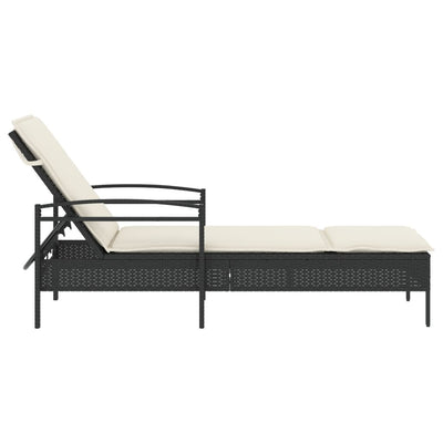 Sun Lounger with Cushion Black 63x200x81 cm Poly Rattan Payday Deals