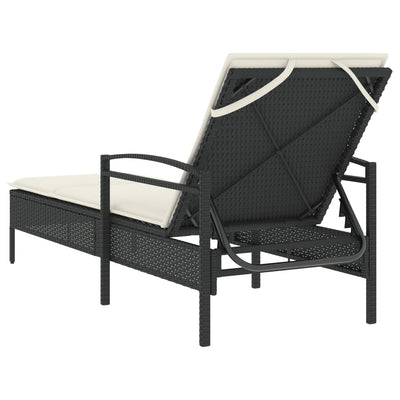 Sun Lounger with Cushion Black 63x200x81 cm Poly Rattan Payday Deals